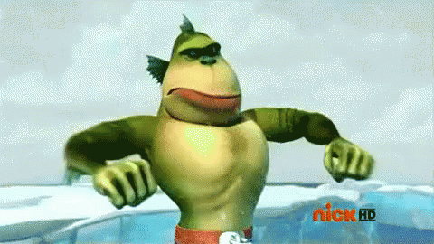 半魚人 魚　ストレッチ GIF