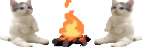 2 Cats Around A Fireplace Sticker