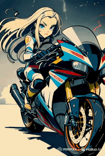 A Girl Riding A Motorcycle Anime GIF