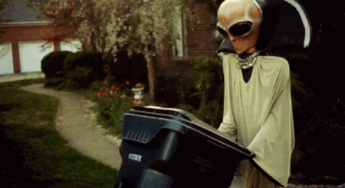Alien Trash GIF. This 498 x 272 animated GIF is part of our taking out the trash collection. Related themes include alien, funny, weird. Created by…
