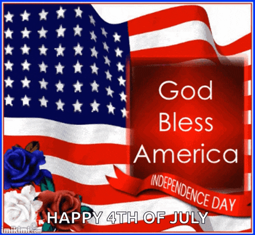 American Flag Red White Blue Flowers GIF