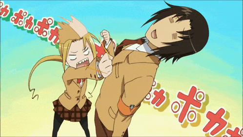 Anime Girl Attack Anime Guy Anime Girl Cat Jojo Mode GIF