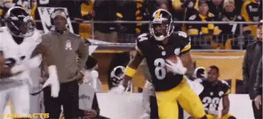 Antonio Brown GIF. This 370 x 168 animated GIF is part of our antonio brown kick collection. View the original animation, share it, or browse related GIFs.