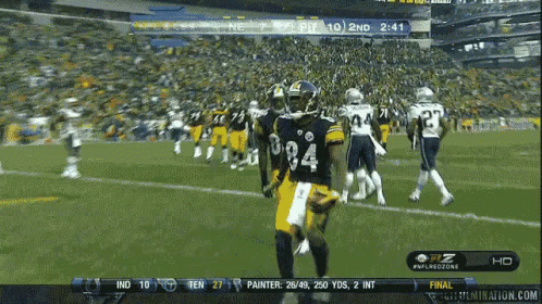 Antonio Brown Steelers GIF. This 498 x 280 animated GIF is part of our antonio brown kick collection. Related themes include celebrate, dance, football…