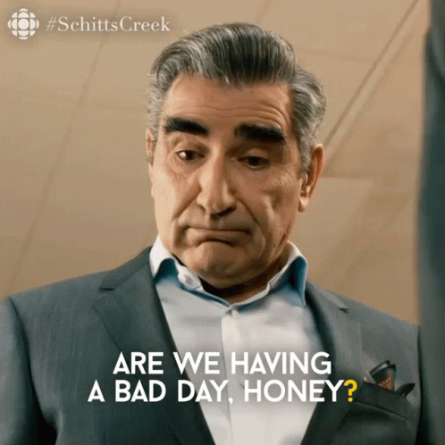 Are We Having A Bad Day Honey Johnny Rose GIF. This 498 x 498 animated GIF is part of our honey youve got a big storm coming collection. Related themes…