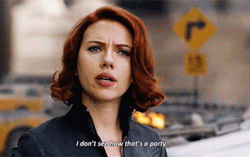 Avengers I Dont See How Thats A Party GIF. This 498 x 312 animated GIF is part of our scarlett johansson iron man 2 collection. Related themes include black…
