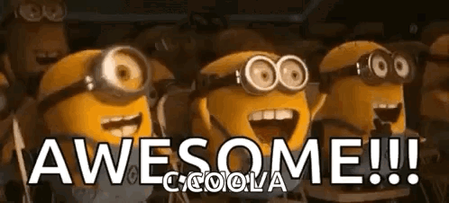 Awesome Minions GIF. This 498 x 226 animated GIF is part of our minions cheering collection. Related themes include awesome, cheer, clap. Created by…