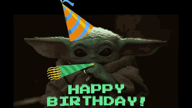 Baby Yoda Happy Birthday GIF
