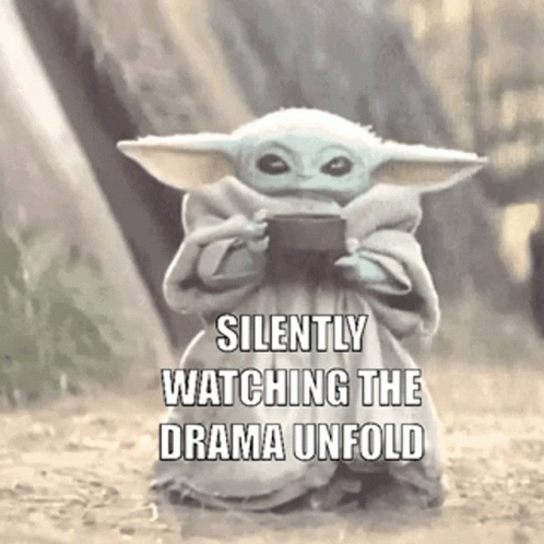 Baby Yoda Silently Watching The Drama Unfold GIF