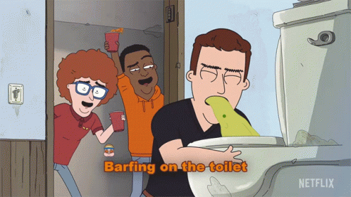 Barfing On The Toilet Barfing On The Couch GIF