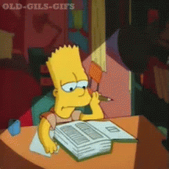 Bart Studying Stress GIF. This 244 x 244 animated GIF is part of our terminaste los deberes collection. Related themes include bart simpson, sleepy…