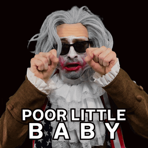 Benjammins Poor Little Baby GIF. This 498 x 498 animated GIF is part of our fuyez pauvres fous collection. Related themes include clown, drama queen, joker…