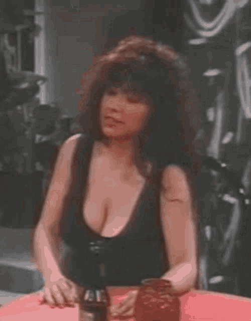 Big Hair Black Dress80s Bar GIF