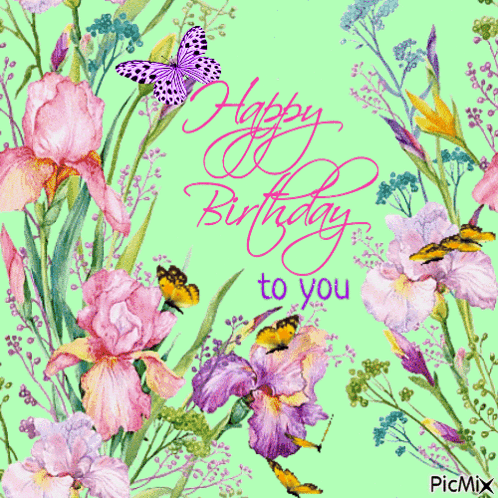 Birthday Flowers Butterflies GIF