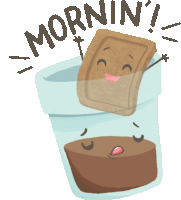 Biscuit Happily Jumps On A Sleeping Chai, Saying "Mornin'" Sticker