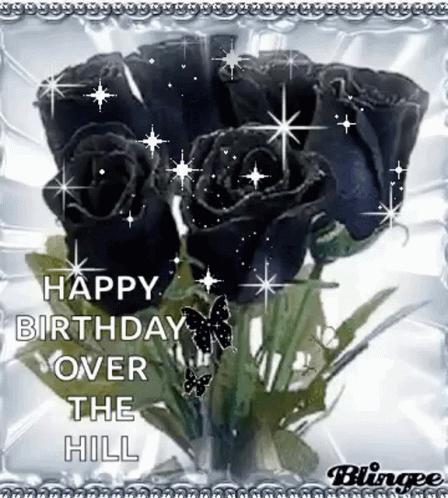 Black Roses Sparkle GIF. This 448 x 498 animated GIF is part of our over the hill birthday collection. Related themes include flower, happy birthday…