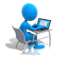 Blue Man On Laptop Sticker