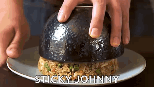 Bowl Shaped Rice Two Plaid Aprons GIF