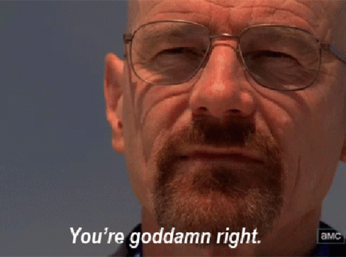 Breaking Bad Walter White GIF. This 498 x 371 animated GIF is part of our heisenberg youre goddamn right collection. Created by Tessla27. View the original…