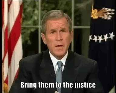 Bring To Justice George W Bush GIF. This 382 x 306 animated GIF is part of our george w bush collection. Created by GeorgeHWBush. View the original…