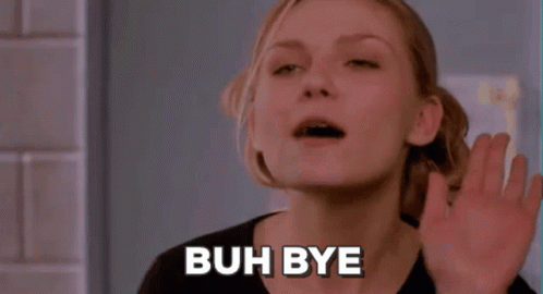 Buh Bye Bye GIF. This 498 x 270 animated GIF is part of our kirsten dunst bring it on collection. Related themes include bring it on, bye, goodbye. Created…