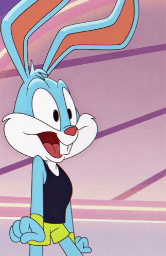 Buster Bunny Tiny Toons Looniversity 80s Workout Dance Cartoon GIF