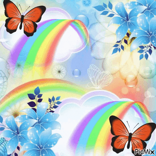 Butterflies And Rainbows GIF