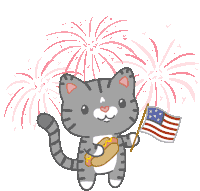 Cat Fireworks Sticker