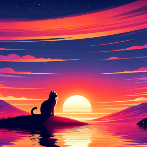 Cat Sunset GIF