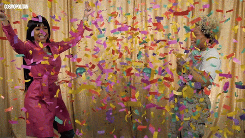 Celebrate Yay GIF. This 498 x 280 animated GIF is part of our serpentinas y confeti collection. Related themes include celebrate, confetti, happy dance…