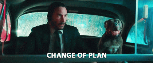 Change Of Plan Keanu Reeves GIF. This 498 x 208 animated GIF is part of our john wick dog collection. Related themes include john wick. Created by JohnWick…