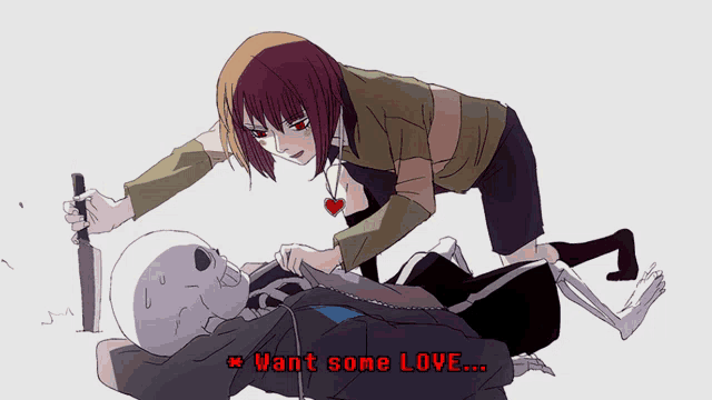 Chara Stabing Sans Sans Haveing Fun GIF