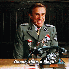 Christoph Waltz GIF. This 244 x 244 animated GIF is part of our hans landa collection. Related themes include bingo, excited, happy. View the original…