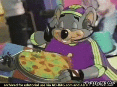 Chuck E Cheese Pizza GIF. This 498 x 373 animated GIF is part of our pizza rat collection. Related themes include chuck e cheese, party time, pizza. Created…