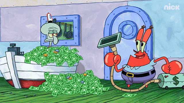 Cleaning Money Squidward GIF
