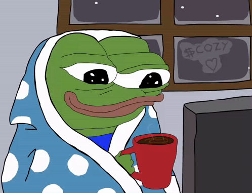 Cozy Cozy Pepe GIF. This 498 x 381 animated GIF is part of our pepe frog sad collection. Created by Blanketgifs. View the original animation, share it, or…