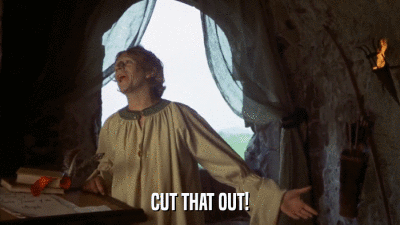 Cut That Out Cut That Out Cut That Out GIF. This 400 x 225 animated GIF is part of our monty python holy grail collection. Related themes include monty…