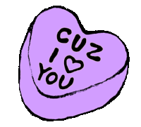 Cuz I Love You Purple Heart Sticker