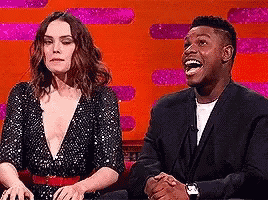 Daisy Ridley John Boyega GIF. This 268 x 200 animated GIF is part of our john boyega collection. Related themes include laughing. Created by hannahbadger…