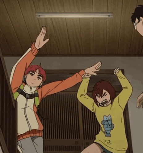 Dandadan Jiji Swaying And Dancing With Angry Momo Throwing A Tantrum GIF