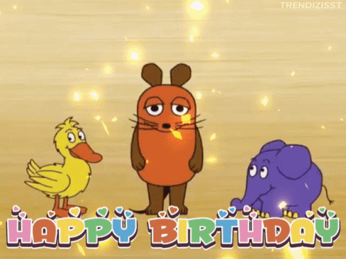 Die Maus Happy Birthday GIF. This 498 x 373 animated GIF is part of our herzlichen gluckwunsch geburtstag collection. Related themes include confetti…