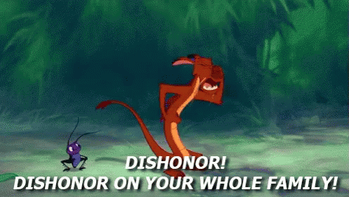 Dishonor! Dishonor On Your Whole Family! GIF. This 496 x 280 animated GIF is part of our mushu dishonor collection. Related themes include disney. View the…