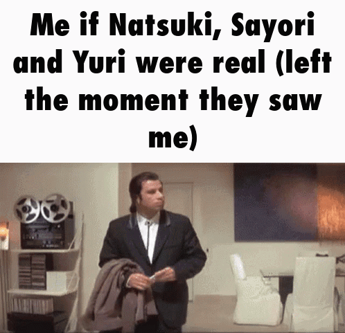 Doki Doki Literature Club Ddlc GIF. This 498 x 481 animated GIF is part of our meme john travolta collection. Related themes include confused, john…