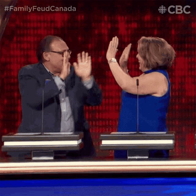 Double High Five Family Feud Canada GIF