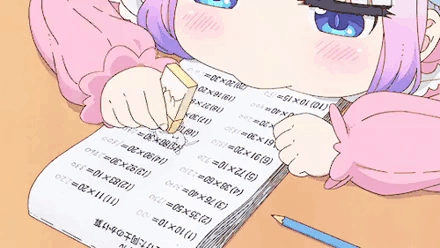 Anime character writing in a notebook with a pencil.