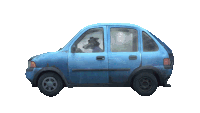 Driving An Old Beat-up Car Mr Wolf Sticker