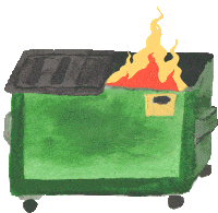 Dumpster Fire Watercolor Sticker
