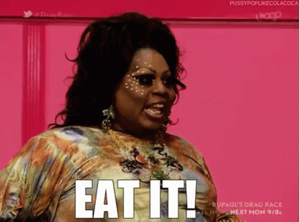 Eat It! GIF. This 424 x 316 animated GIF is part of our latrice royale collection. View the original animation, share it, or browse related GIFs.