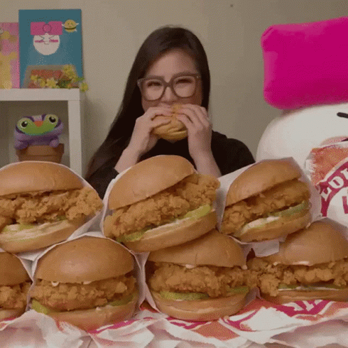 Eating Chicken Sandwich GIF. This 498 x 498 animated GIF is part of our quiero mi bocadillo collection. Related themes include eating. Created by Ping5Ps4…
