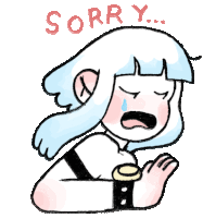Embarrassed Girl Says "Sorry" In English. Sticker